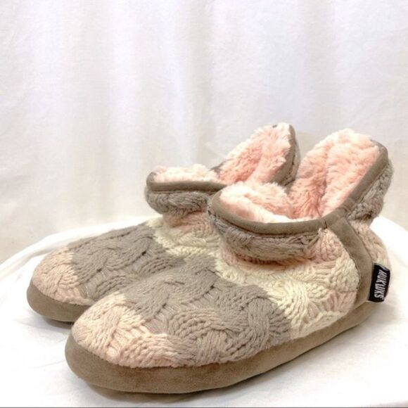 Muk Luks Tarn Knit Cozy Faux Fur Slippers New - Picture 10 of 10